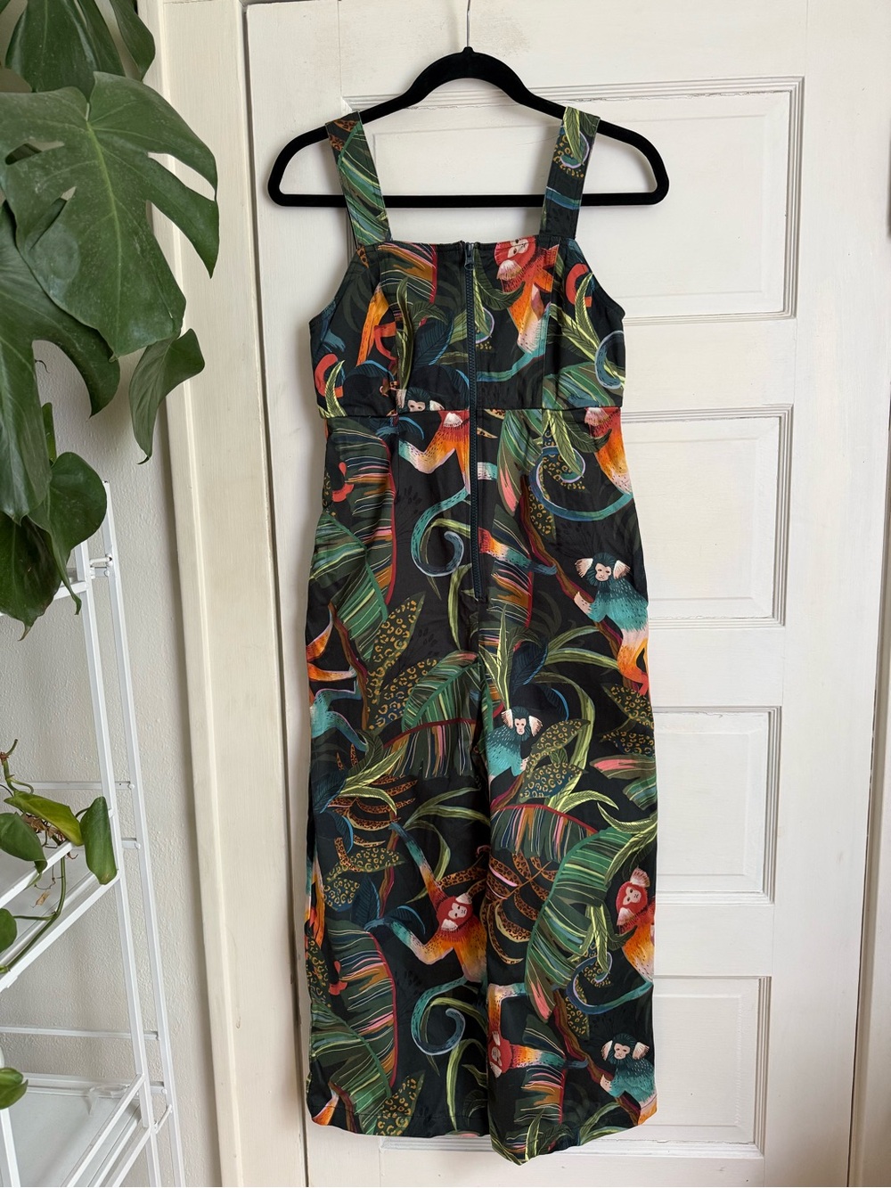 Farm Rio Monkeys Cropped Tropical Print Wide-Leg Jumpsuit - Picture 3 of 9